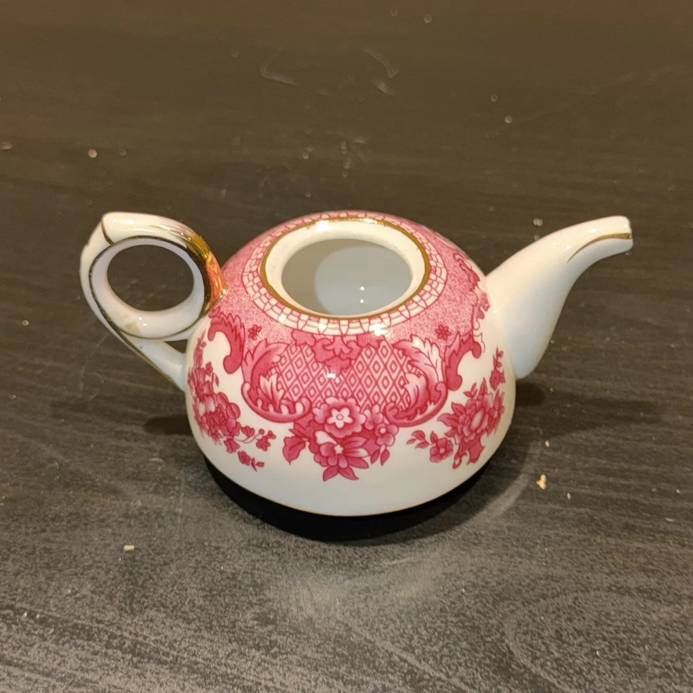 Nantucket Floral Small Gold Rimmed Tea Pot Mini White Pink Flowers POT‎ ONLY